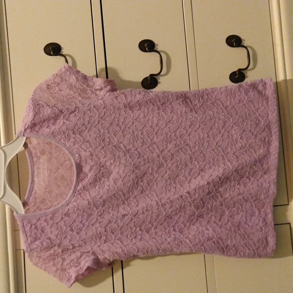 Girls Light Purple Lace Tee